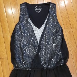 INC International Concepts Sequin Blouson Top Size L